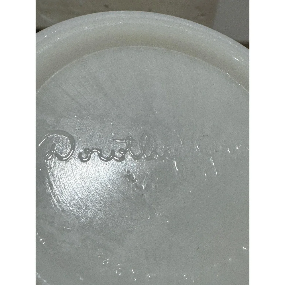 Vintage Dorothy Gray Milk Glass Cold Cream Jar with Blue Metal Lid Made in USA